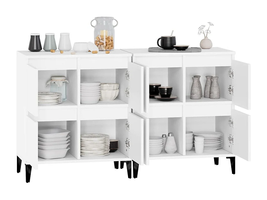 Buffets 2 pièces blanc 60x35x70 cm bois d'ingénierie