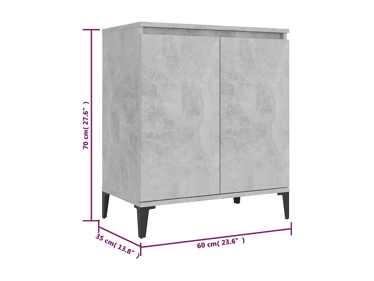 Buffet Gris béton 60x35x70 cm Aggloméré