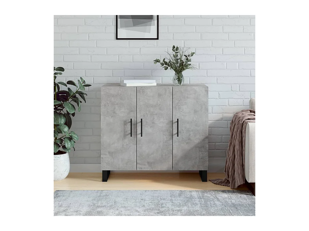Buffet gris béton 90x34x80 cm bois d'ingénierie