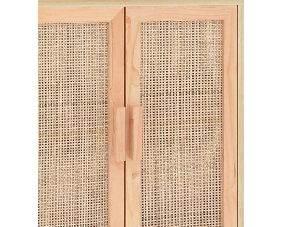 Buffet Marron 60x30x70 cm Bois de pin massif et rotin naturel