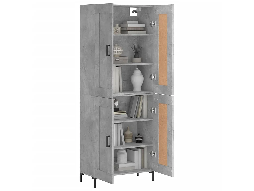 Buffet haut Gris béton 69,5x34x180 cm Bois d'ingénierie