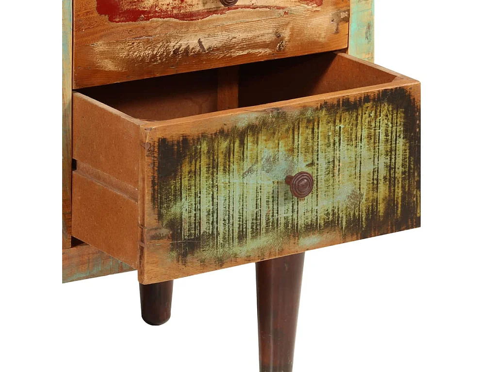 Armoire avec 1 porte 4 étagères 3 tiroirs Bois massif récupéré