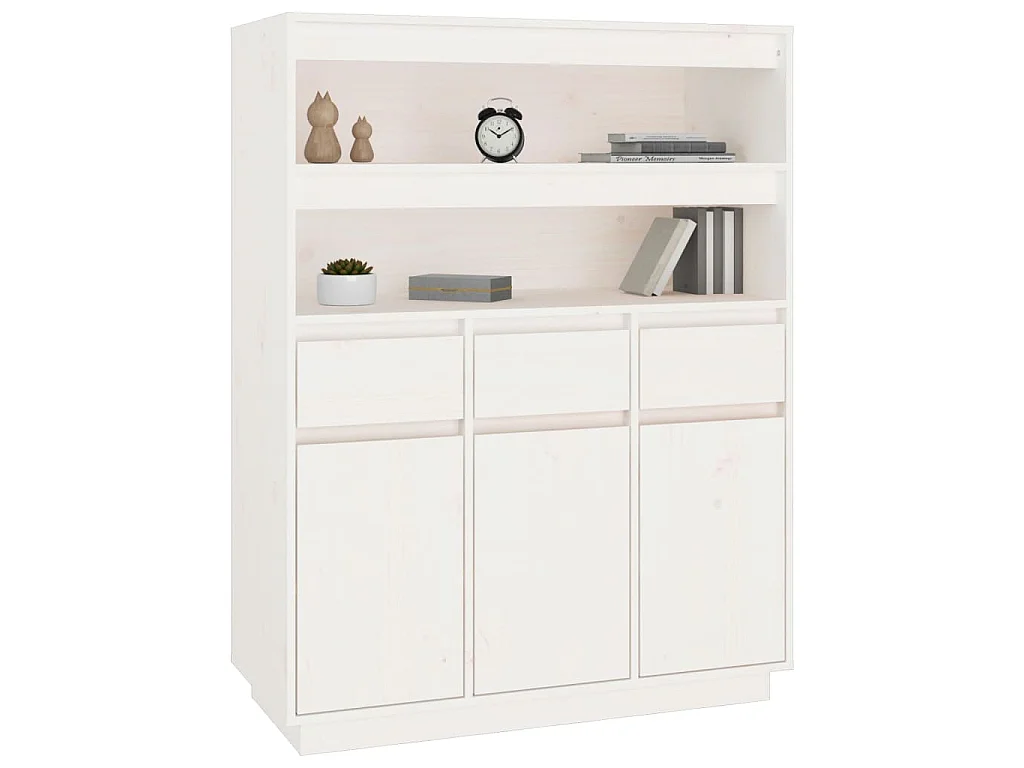 Buffet haut Blanc 89x40x116,5 cm Bois massif de pin
