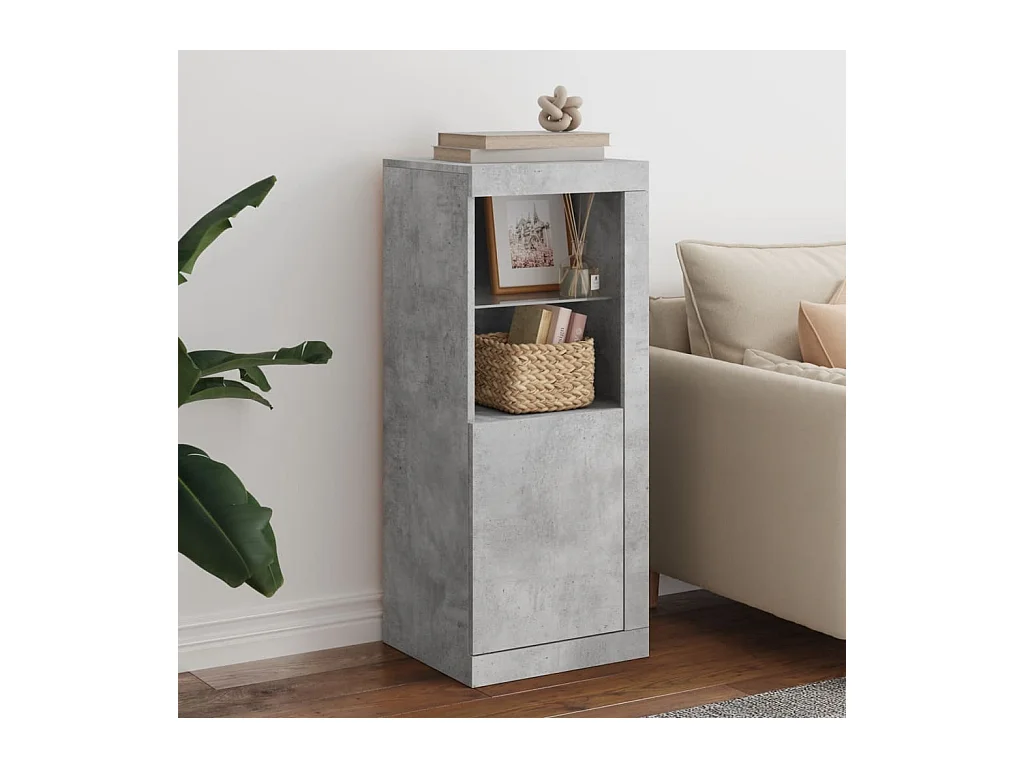 Buffet avec lumières LED gris béton 41x37x100 cm
