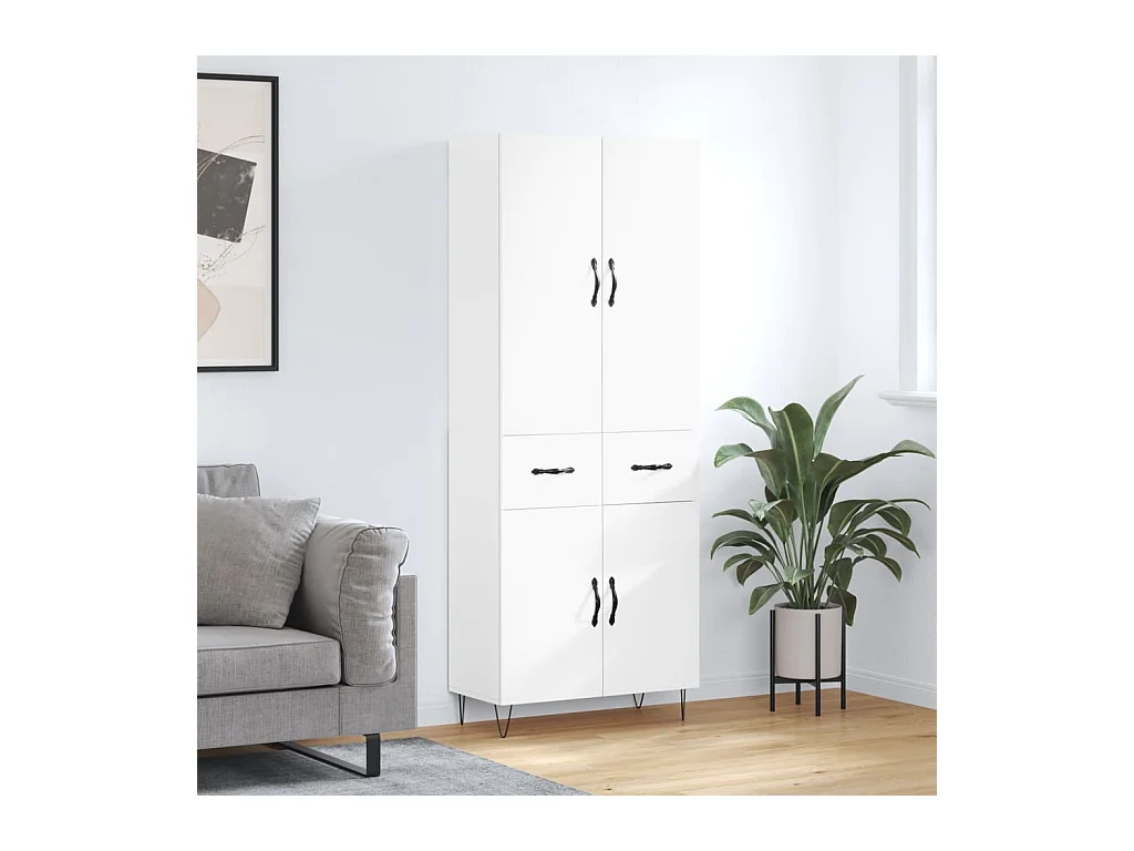 Buffet haut Blanc 69,5x34x180 cm Bois d'ingénierie