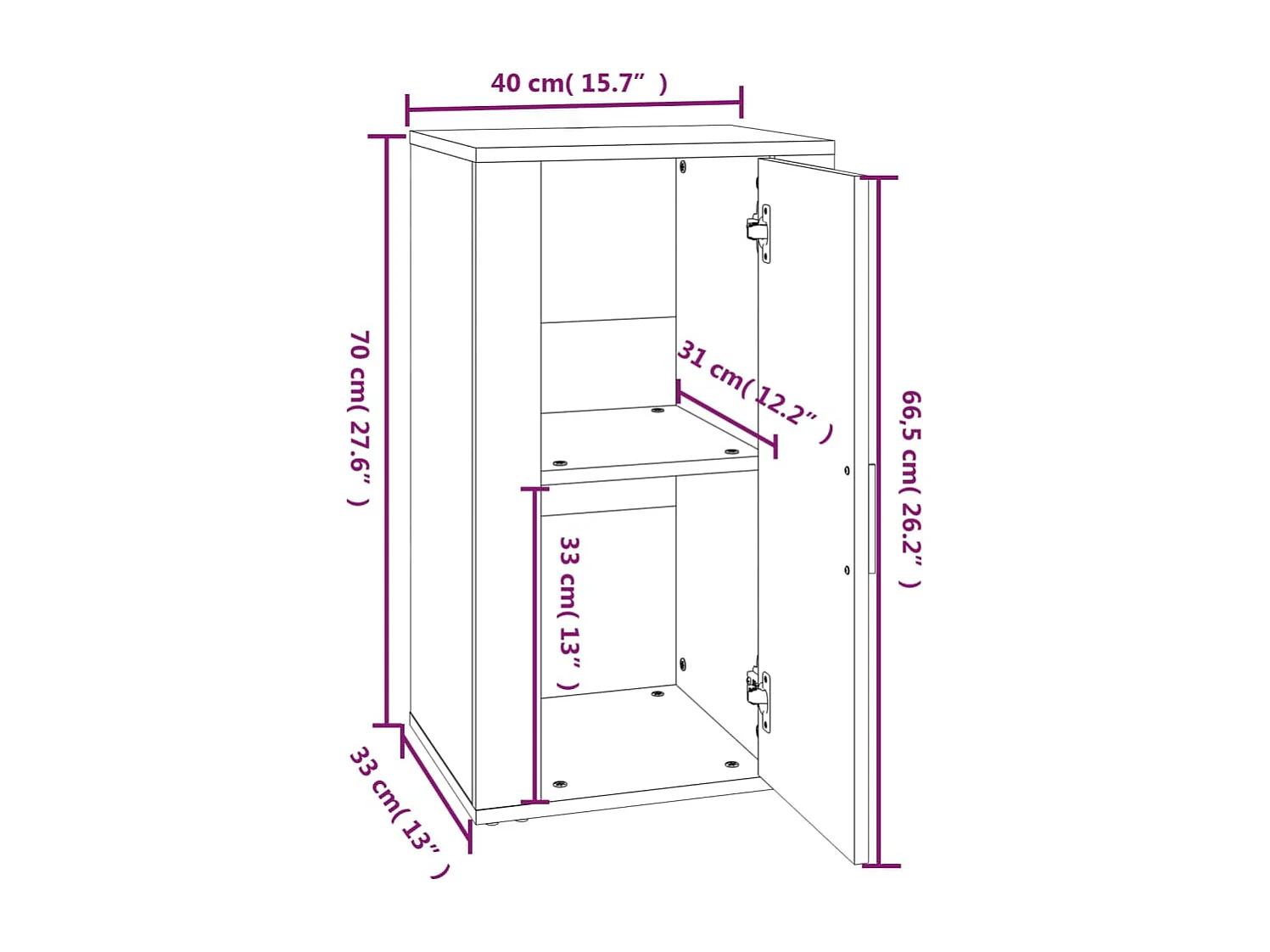 Buffet Gris béton 40x33x70 cm Bois d'ingénierie
