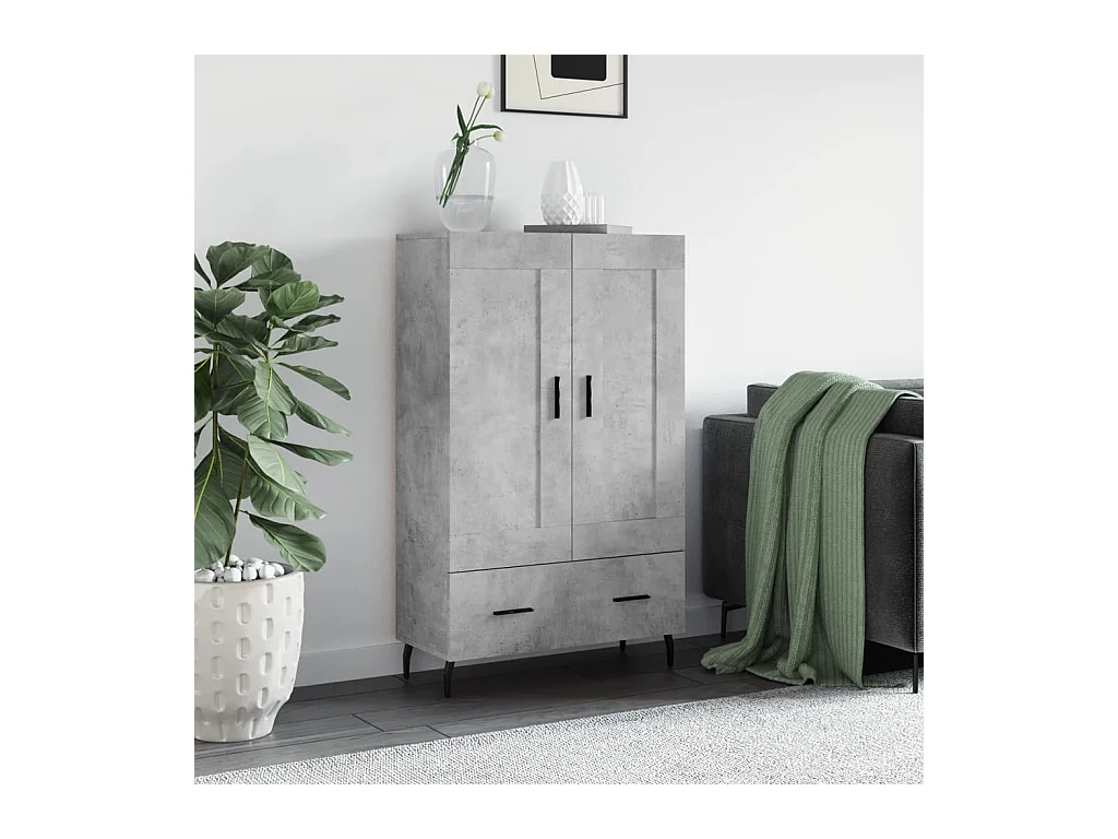 Buffet haut gris béton 69,5x31x115 cm bois d'ingénierie