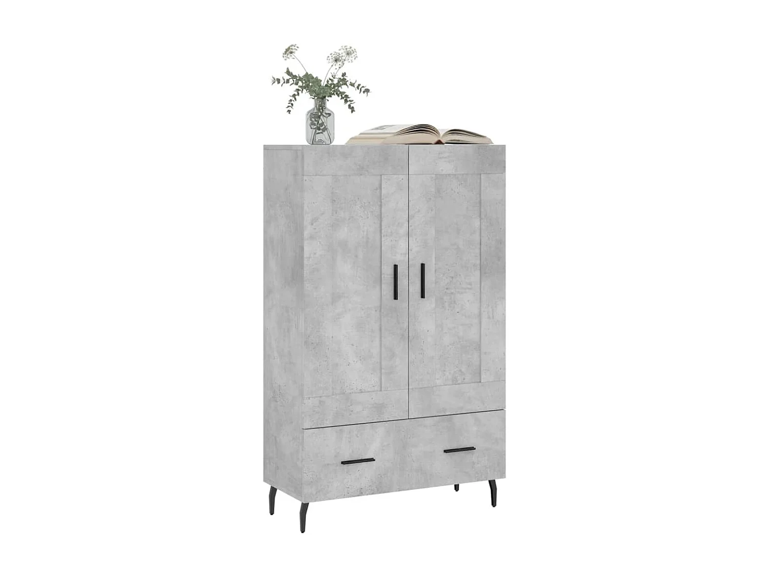 Buffet haut gris béton 69,5x31x115 cm bois d'ingénierie