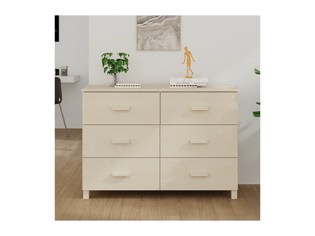 Buffet HAMAR Marron miel 113x40x80 cm Bois massif de pin