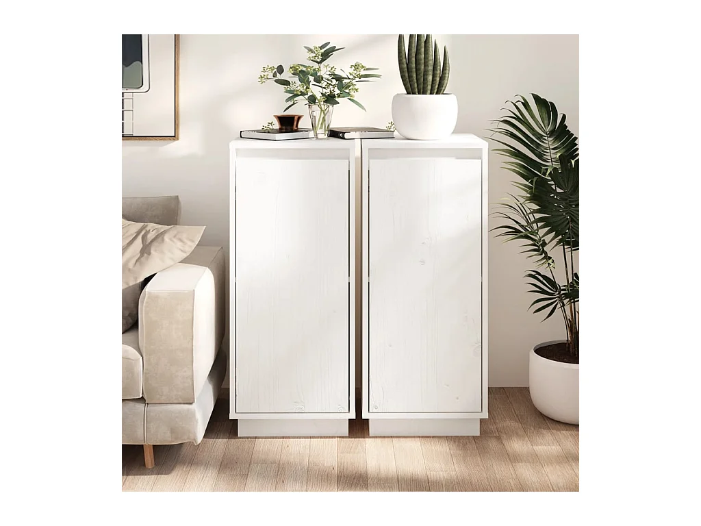 Buffets 2 pièces Blanc 31,5x34x75 cm Bois massif de pin