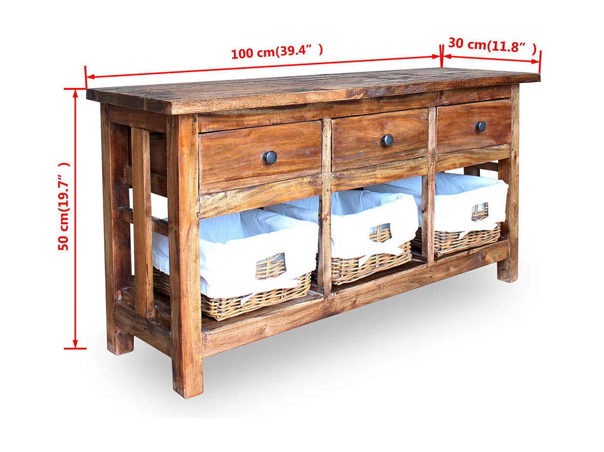 Buffet Bois de récupération massif 100 x 30 x 50 cm