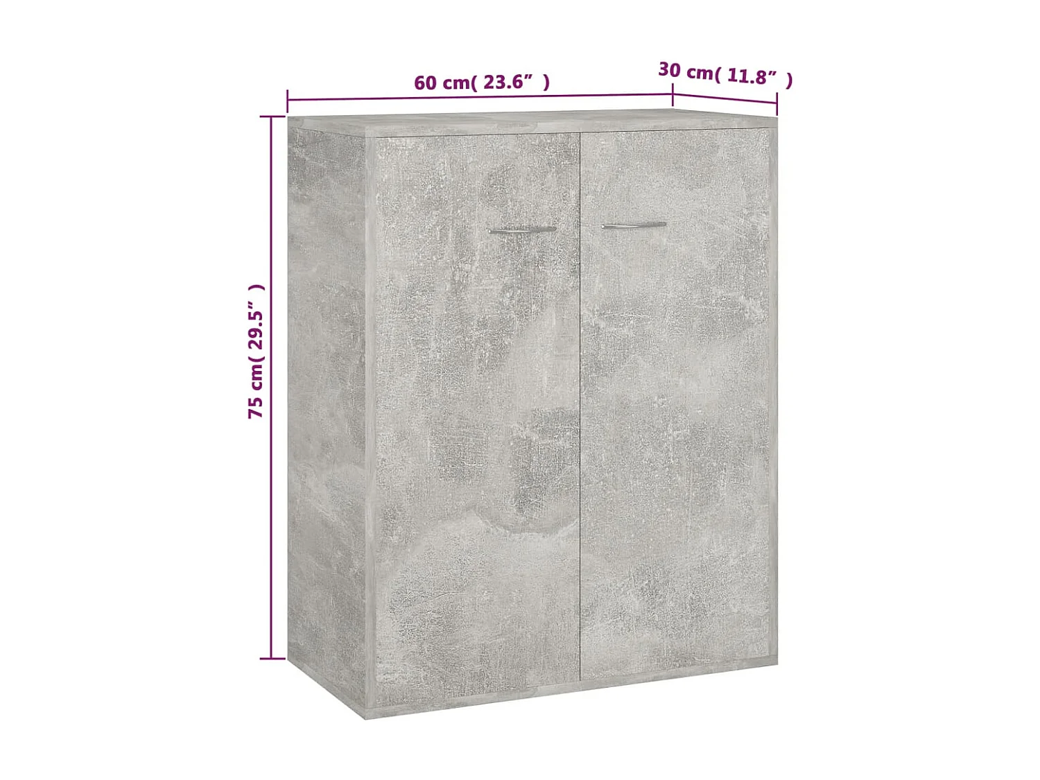 Buffet Gris béton 60 x 30 x 75 cm Aggloméré