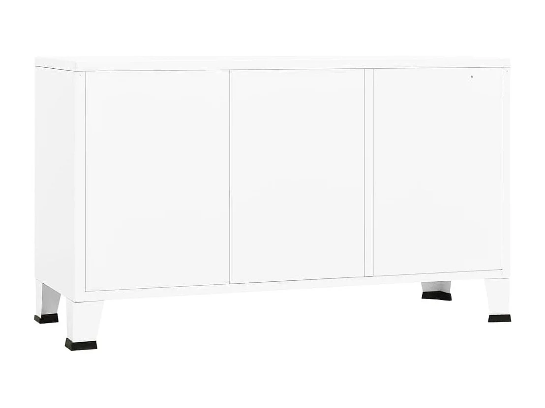 Buffet industriel Blanc 105x35x62 cm Métal et verre