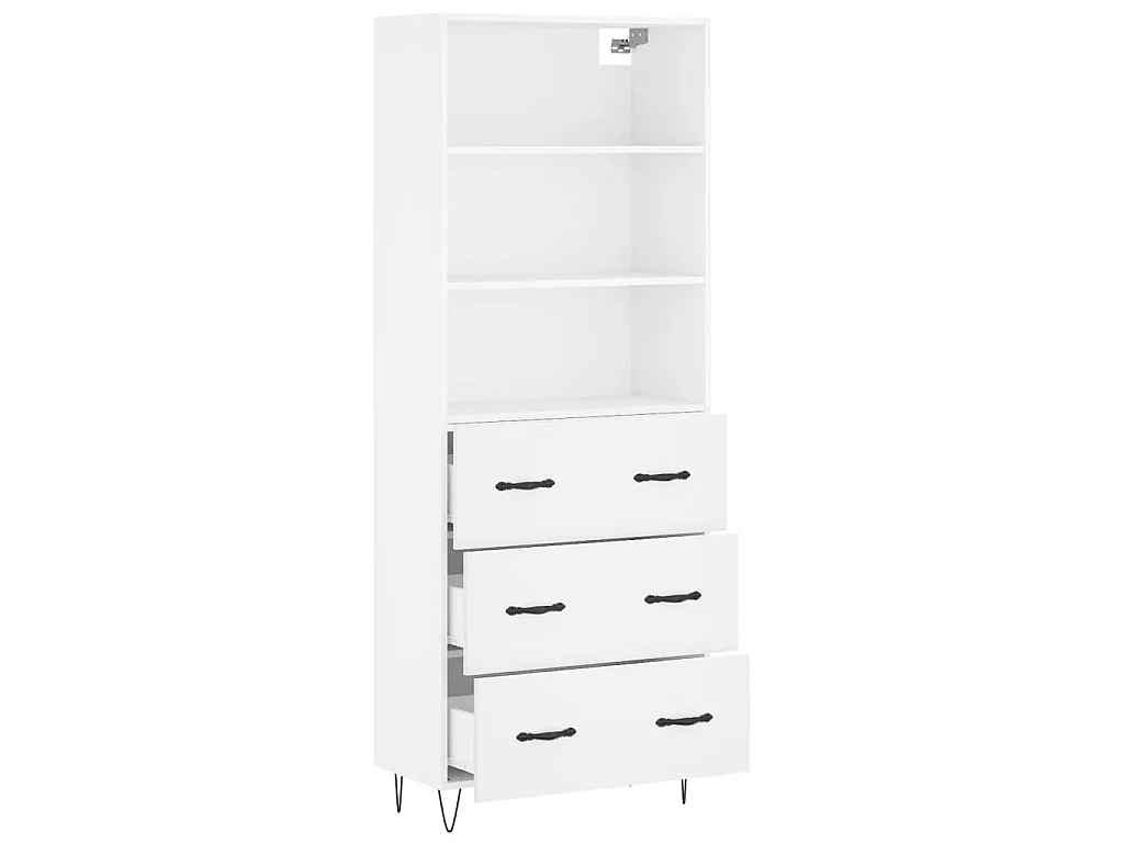 Buffet haut Blanc 69,5x34x180 cm Bois d'ingénierie