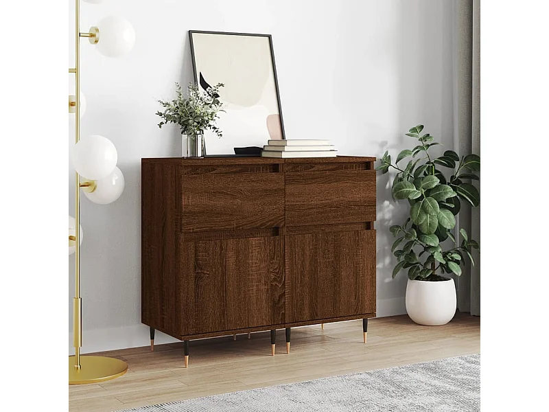 Aparadores 2 peças 40x35x70cm derivados madeira carvalho castanho