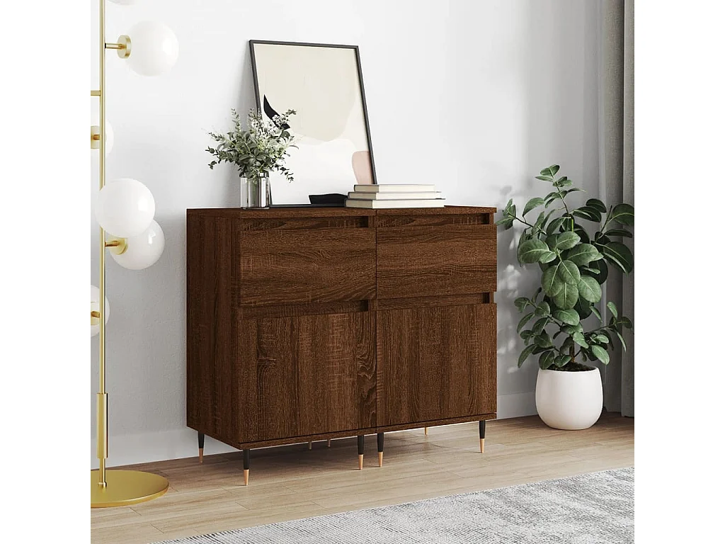 Buffets 2 pièces chêne marron 40x35x70 cm bois d'ingénierie