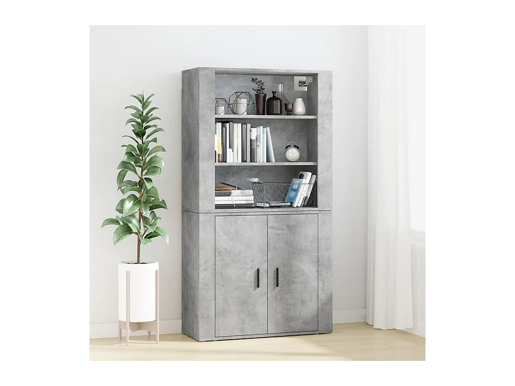 Buffet haut Gris béton Bois d'ingénierie