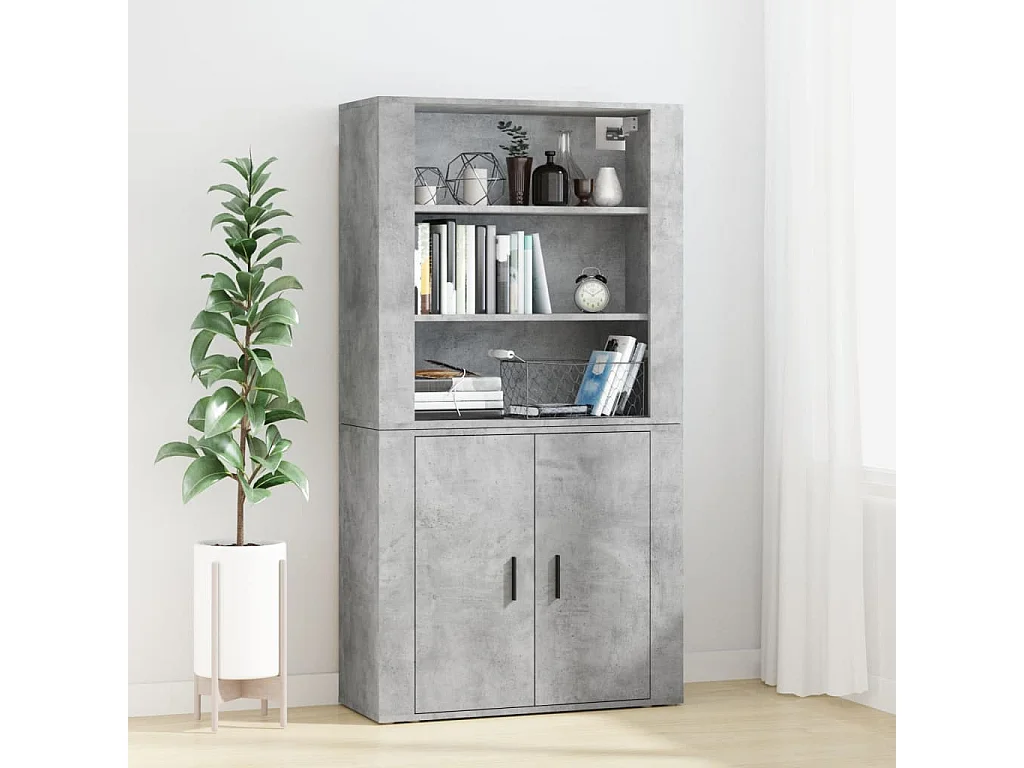 Buffet haut Gris béton Bois d'ingénierie