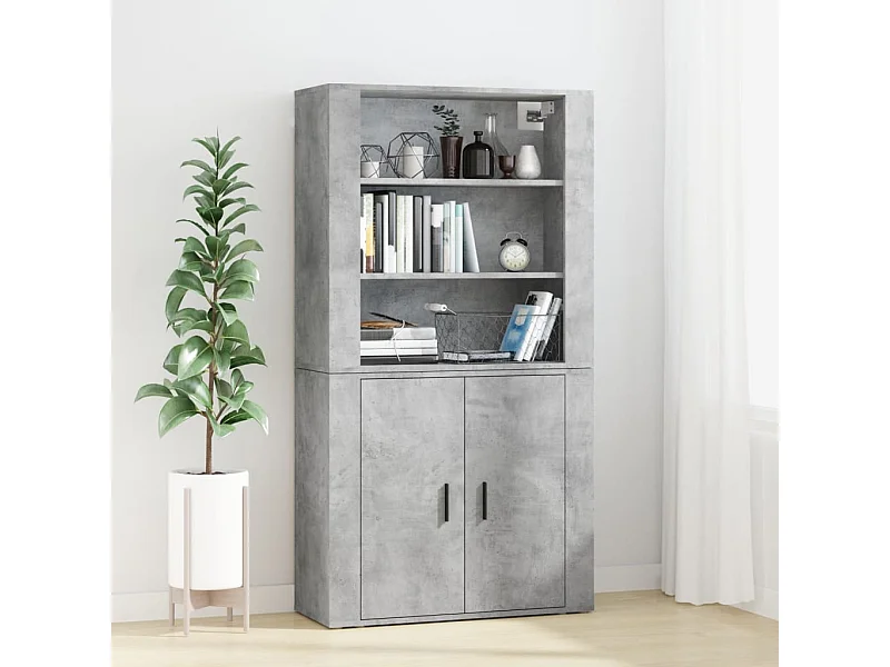 Buffet haut Gris béton Bois d'ingénierie