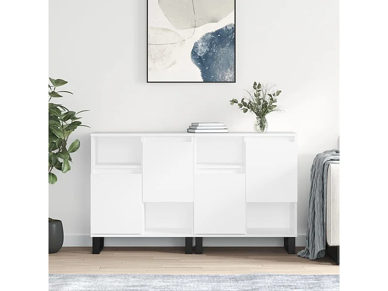 Buffets 2 pièces blanc bois d'ingénierie