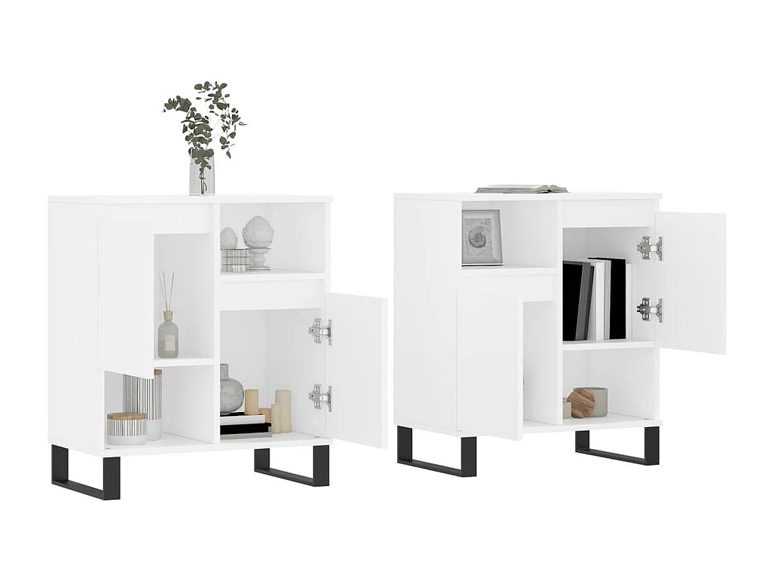 Buffets 2 pièces blanc bois d'ingénierie