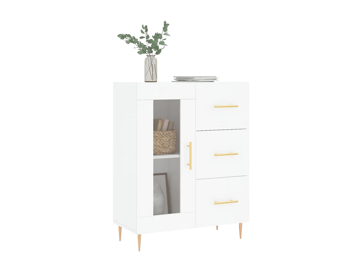 Buffet blanc 69,5x34x90 cm bois d'ingénierie