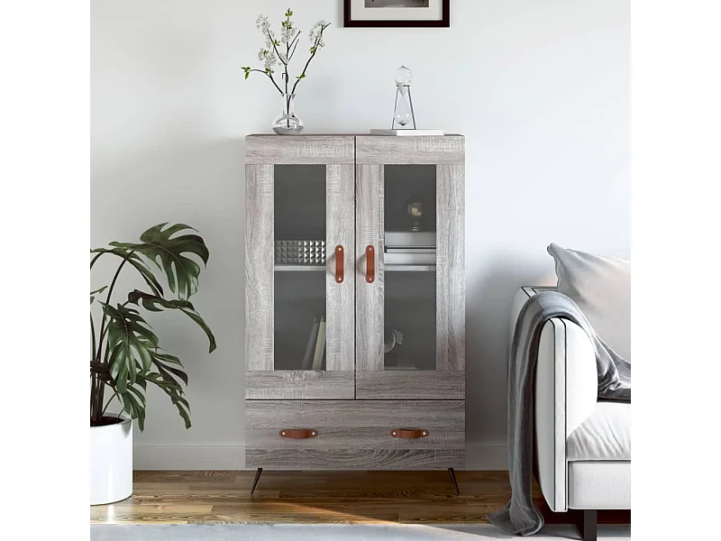 Hoge kast 69,5x31x115 cm bewerkt hout grijs sonoma eikenkleurig