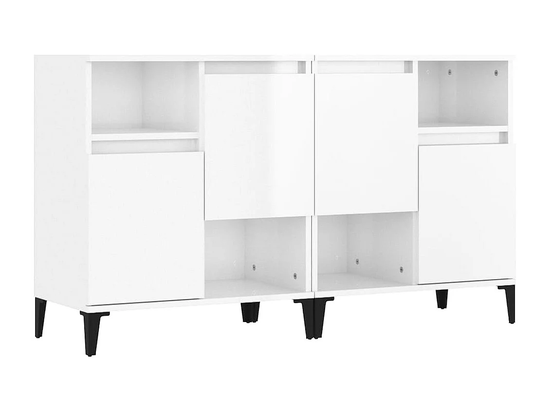 Buffets 2 pièces blanc brillant 60x35x70 cm bois d'ingénierie