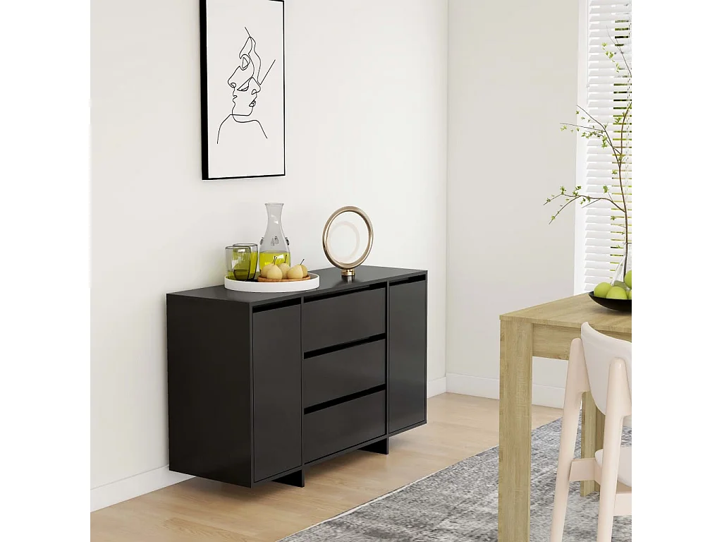 Buffet avec 3 tiroirs Noir 120x41x75 cm Aggloméré