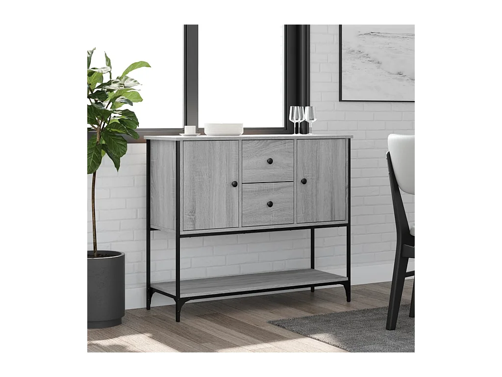 Dressoir 100x36x85 cm bewerkt hout grijs sonoma