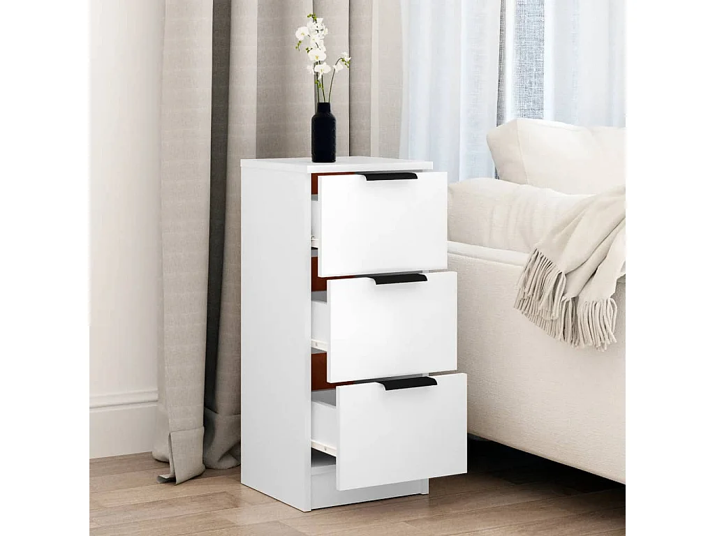 Aparador de madera contrachapada blanco 30x30x70 cm