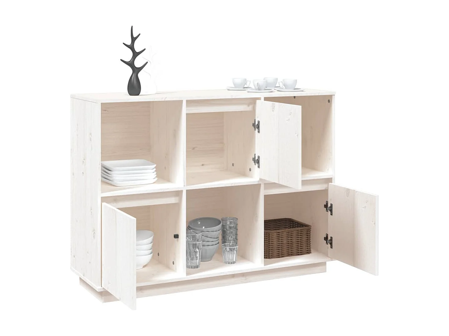 Dressoir 110,5x35x80 cm massief grenenhout wit