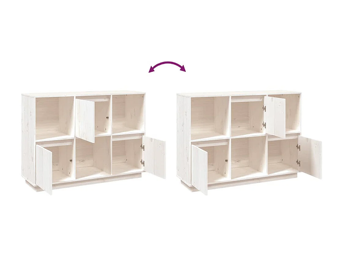 Dressoir 110,5x35x80 cm massief grenenhout wit