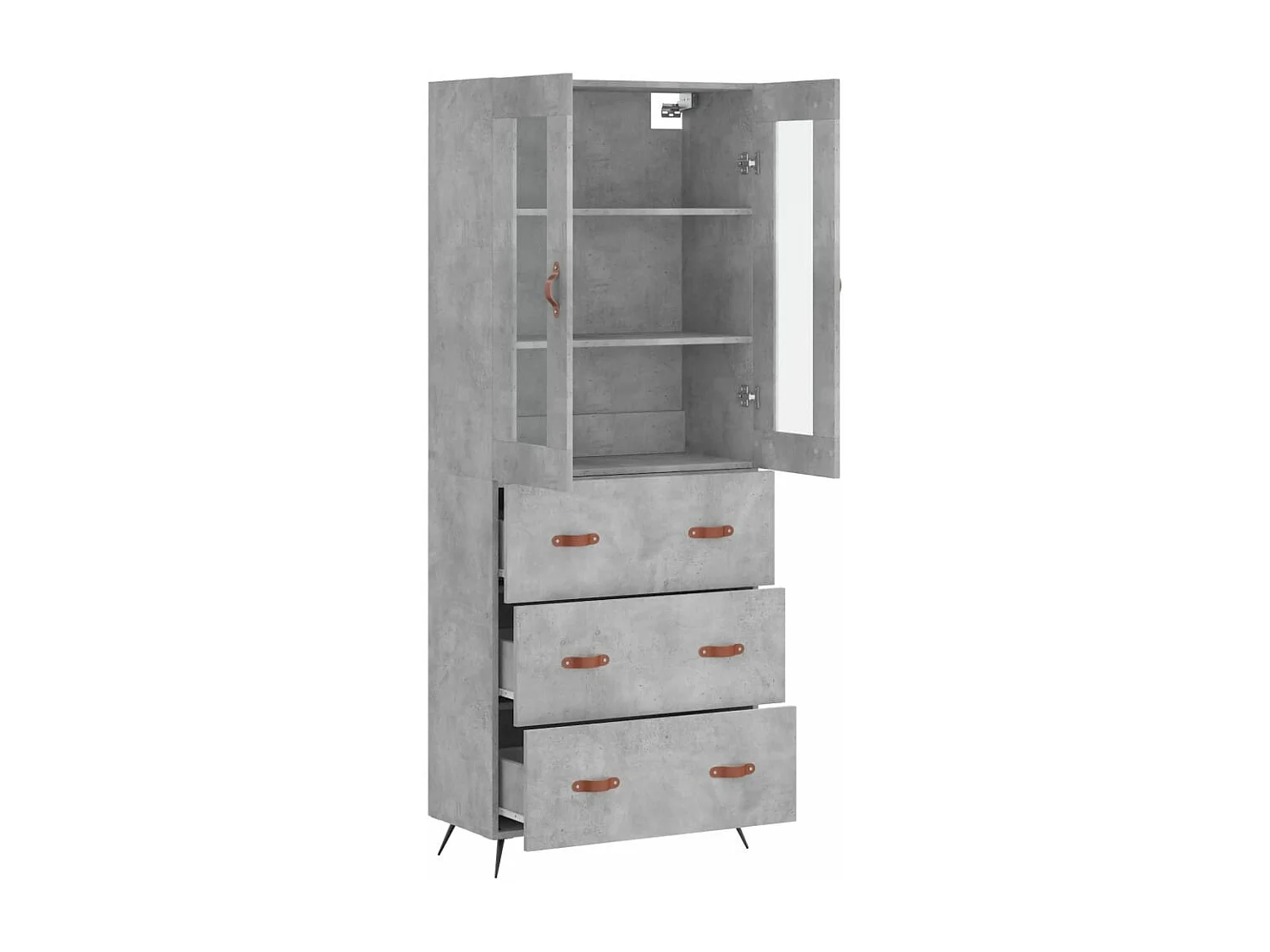 Buffet haut Gris béton 69,5x34x180 cm Bois d'ingénierie