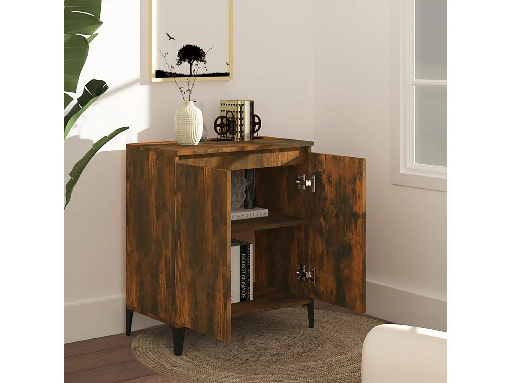 Buffet Chêne fumé 60x35x70 cm Bois d'ingénierie