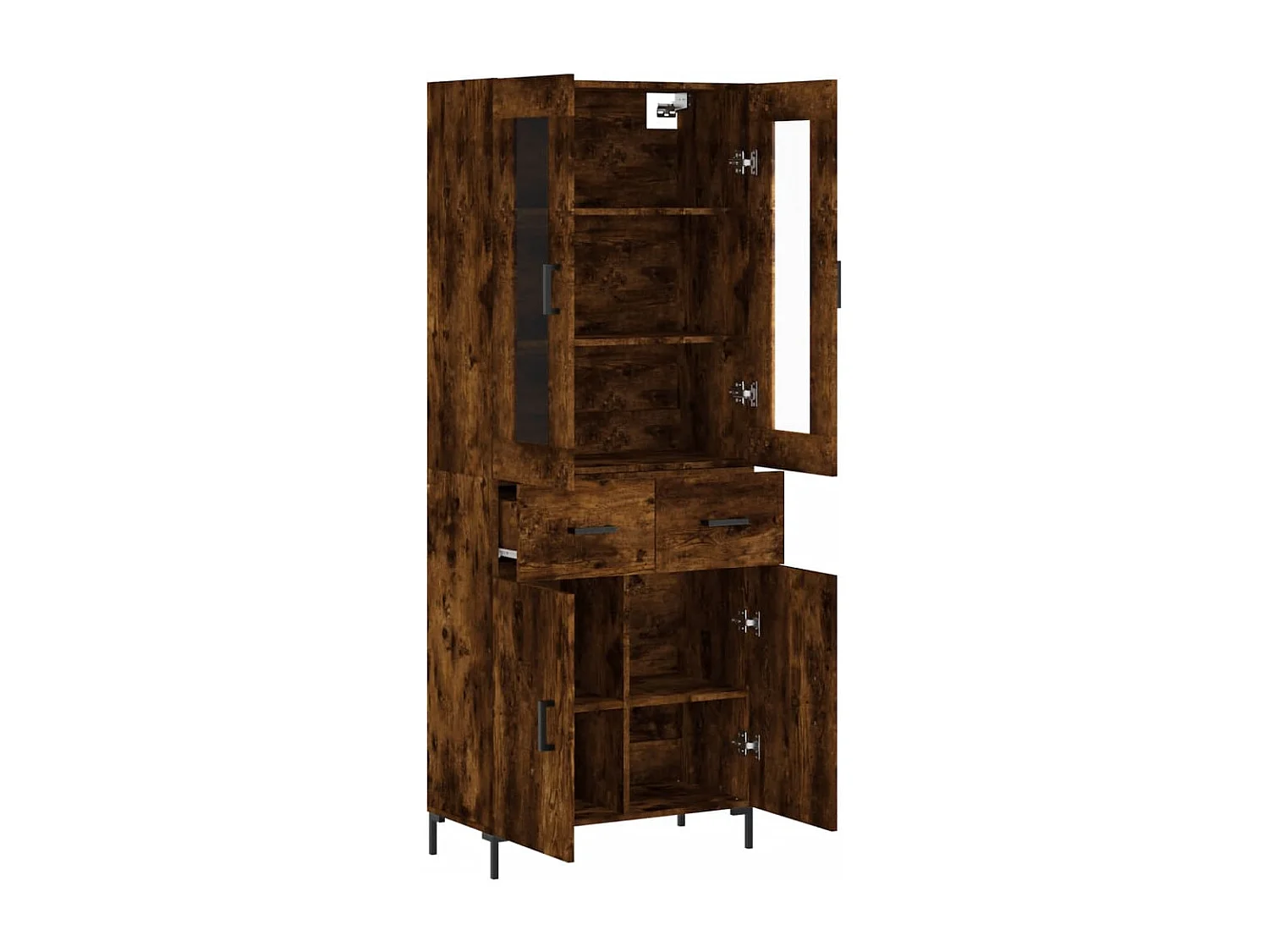 Buffet haut Chêne fumé 69,5x34x180 cm Bois d'ingénierie