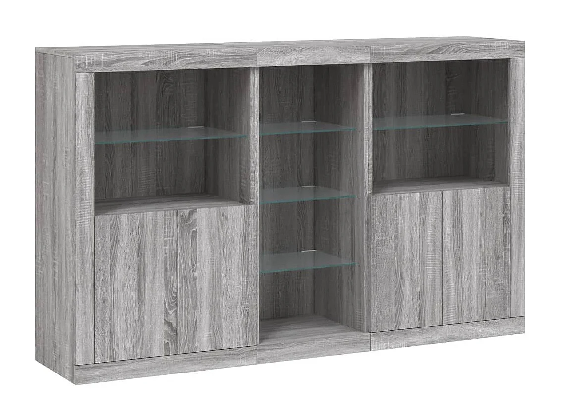 Dressoir met LED-verlichting 162x37x100 cm grijs sonoma eiken