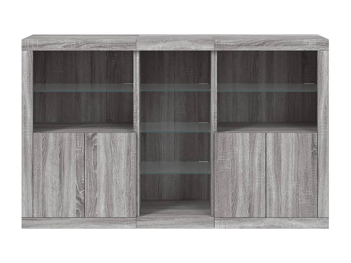 Dressoir met LED-verlichting 162x37x100 cm grijs sonoma eiken