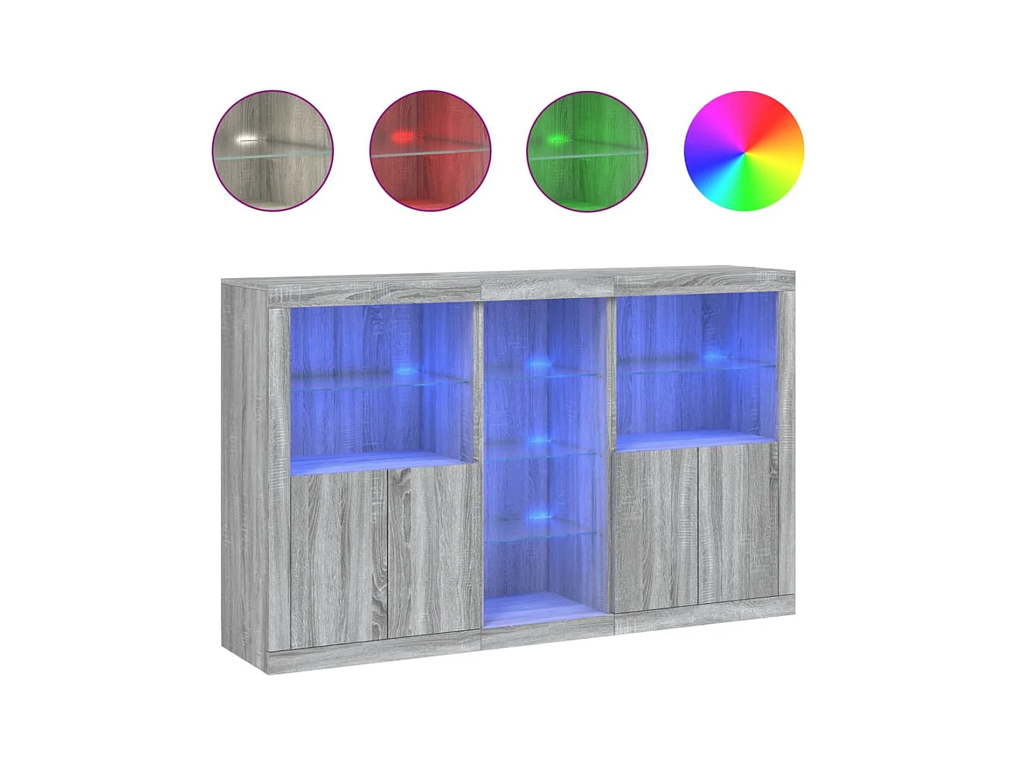 Buffet avec lumières LED sonoma gris 162x37x100 cm