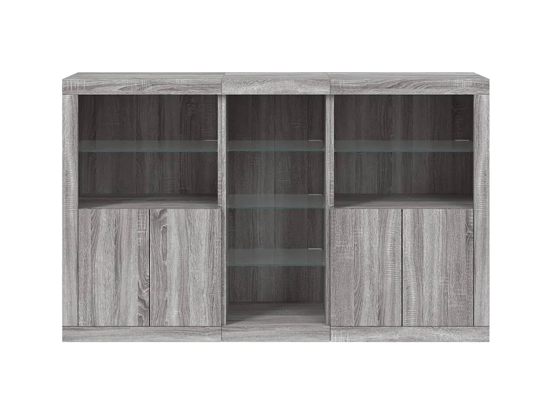 Buffet avec lumières LED sonoma gris 162x37x100 cm