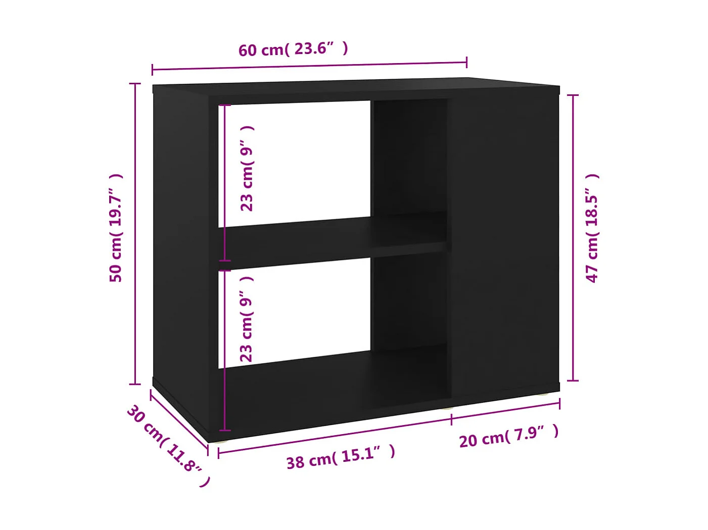 Armoire latérale Noir 60x30x50 cm Aggloméré