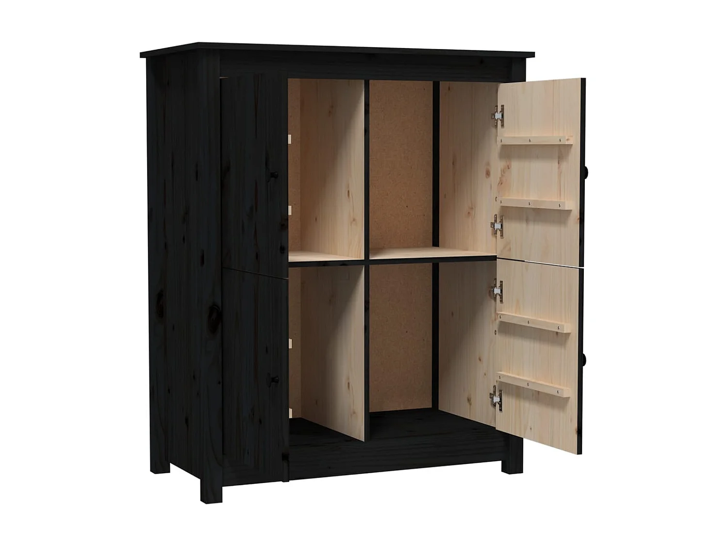 Buffet Noir 83x41,5x100 cm Bois massif de pin