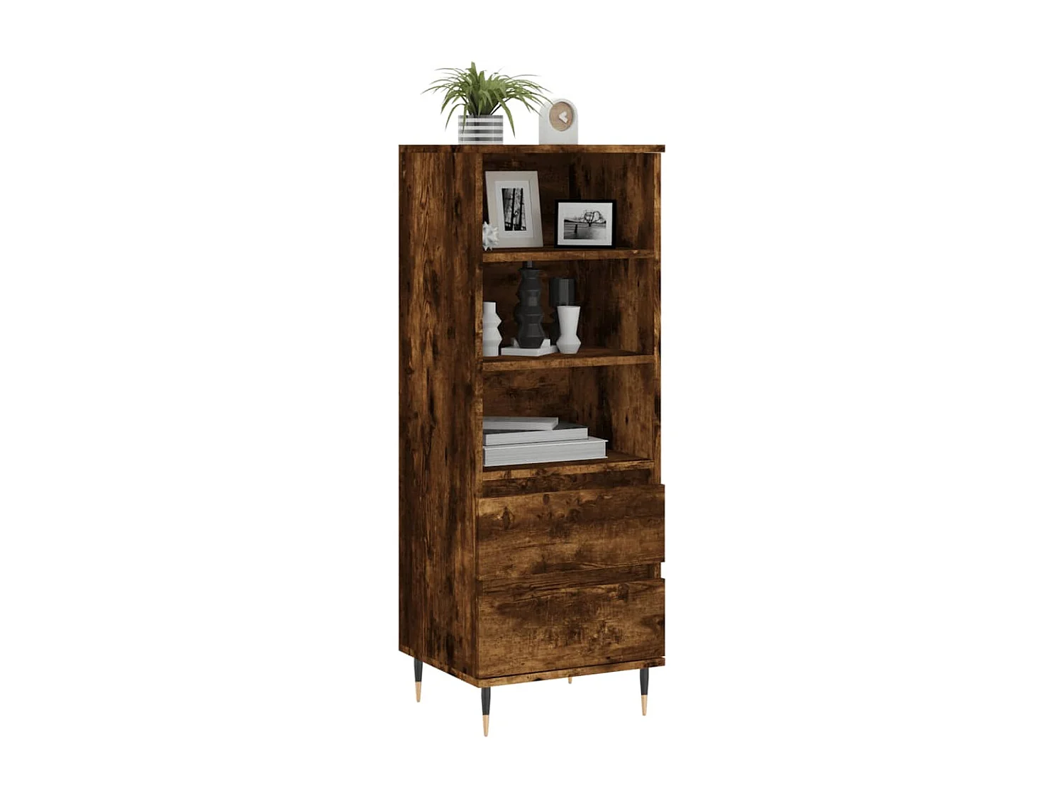 Buffet haut Chêne fumé 40x36x110 cm Bois d'ingénierie