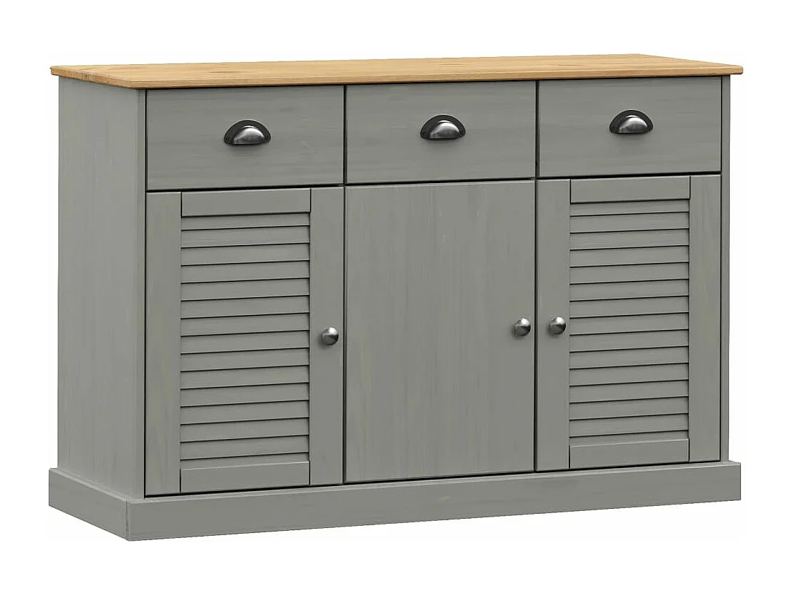 Buffet avec tiroirs VIGO 113x40x75 cm gris bois massif de pin