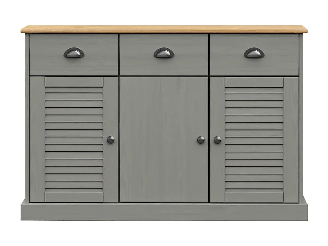 Buffet avec tiroirs VIGO 113x40x75 cm gris bois massif de pin