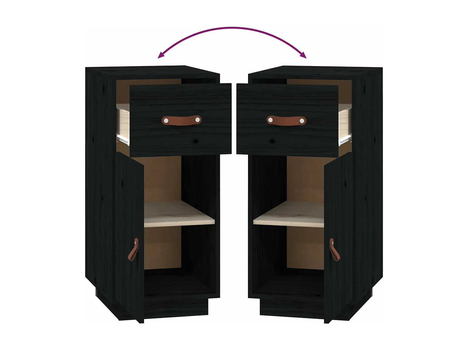 Dressoir 34x40x75 cm massief grenenhout zwart