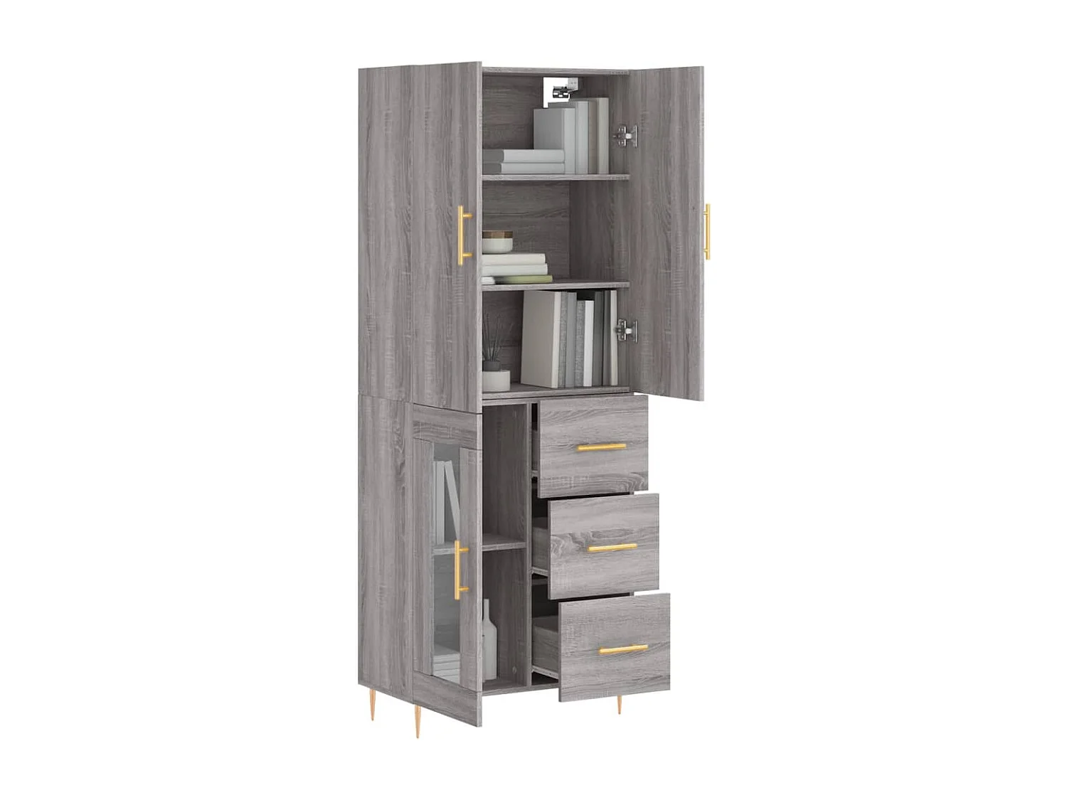 Buffet haut Sonoma gris 69,5x34x180 cm Bois d'ingénierie
