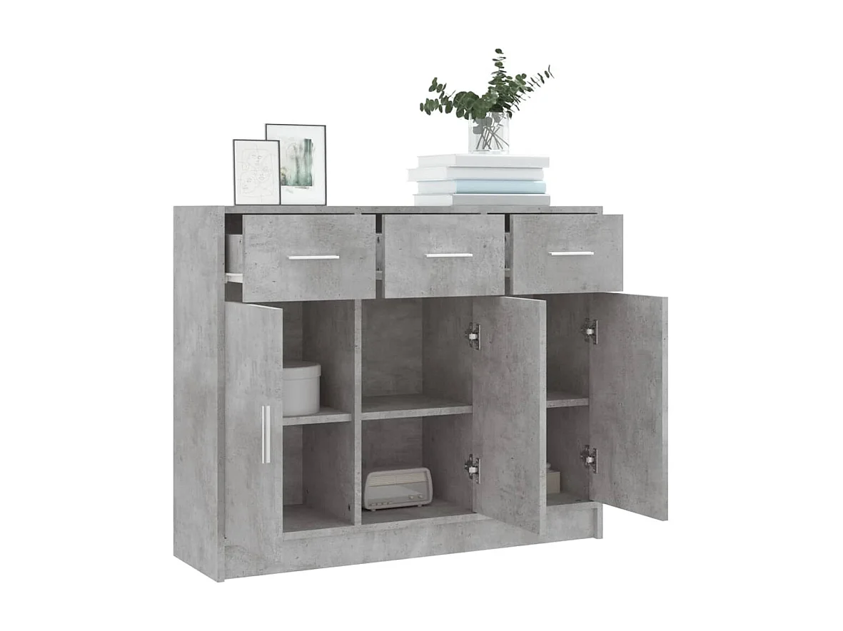 Buffet gris béton 91x28x75 cm bois d'ingénierie