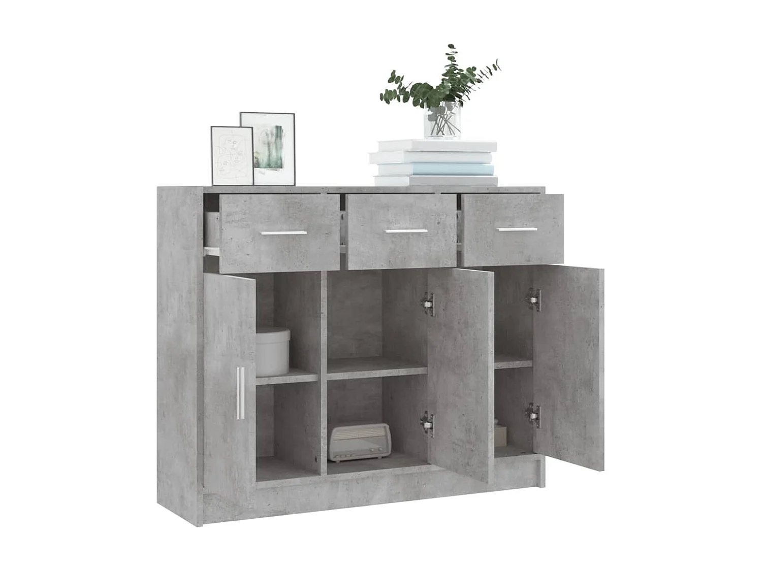 Aparador madera de ingeniería gris hormigón 91x28x75 cm