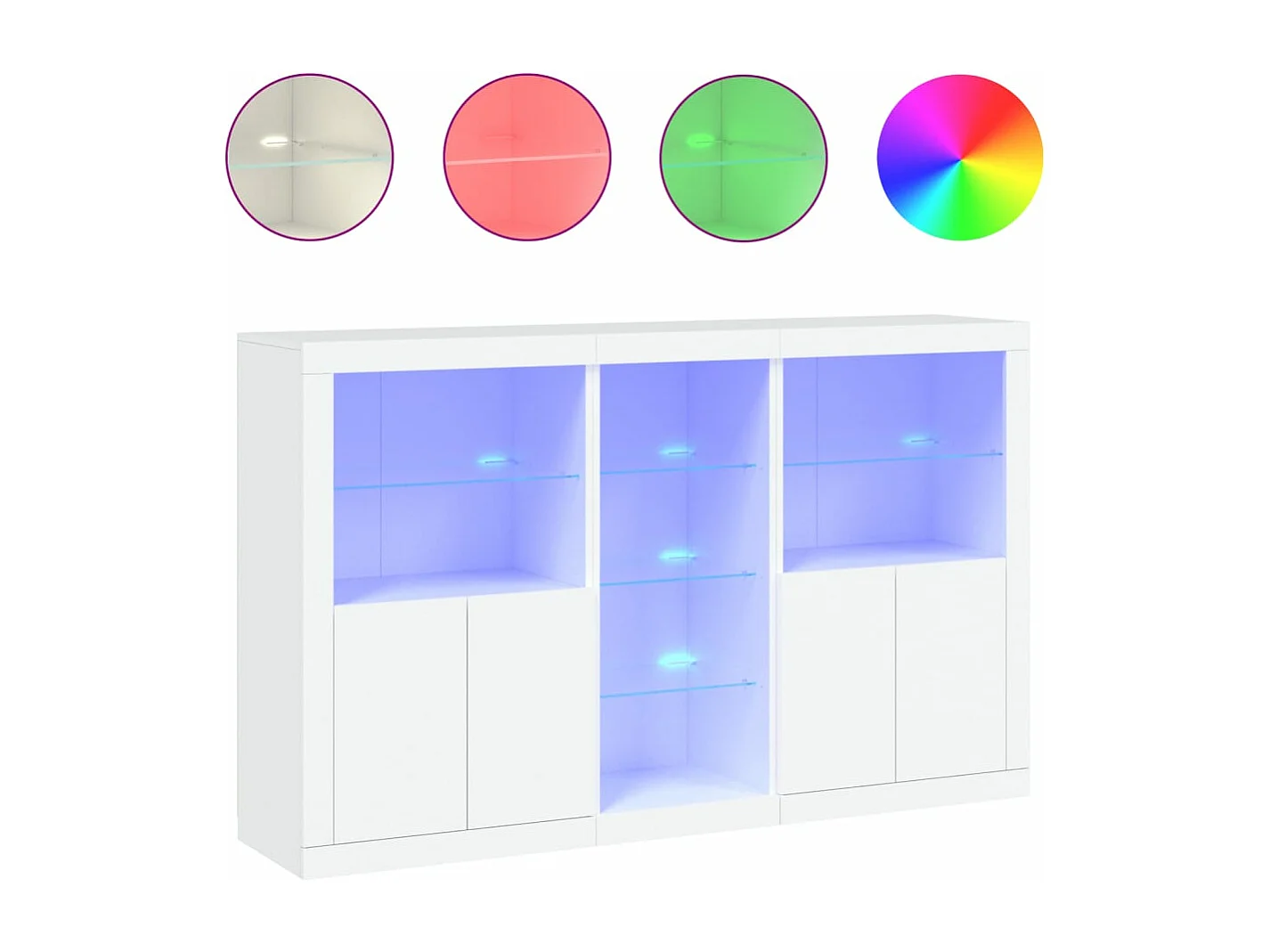 Buffet avec lumières LED blanc 162x37x100 cm